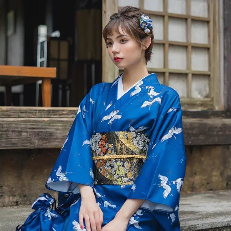 Japanese Blue Kimono for Women 'Ofunato'