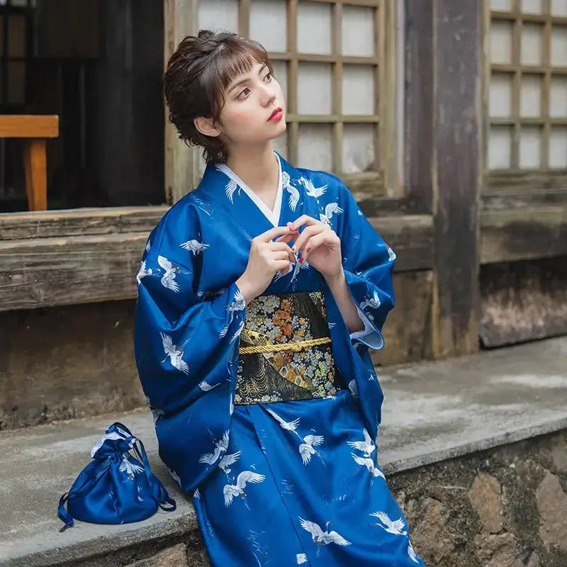 Japanese Blue Kimono for Women 'Ofunato'