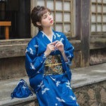 Load image into Gallery viewer, Japanese Blue Kimono for Women &#39;Ofunato&#39;
