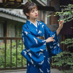 Load image into Gallery viewer, Japanese Blue Kimono for Women &#39;Ofunato&#39;
