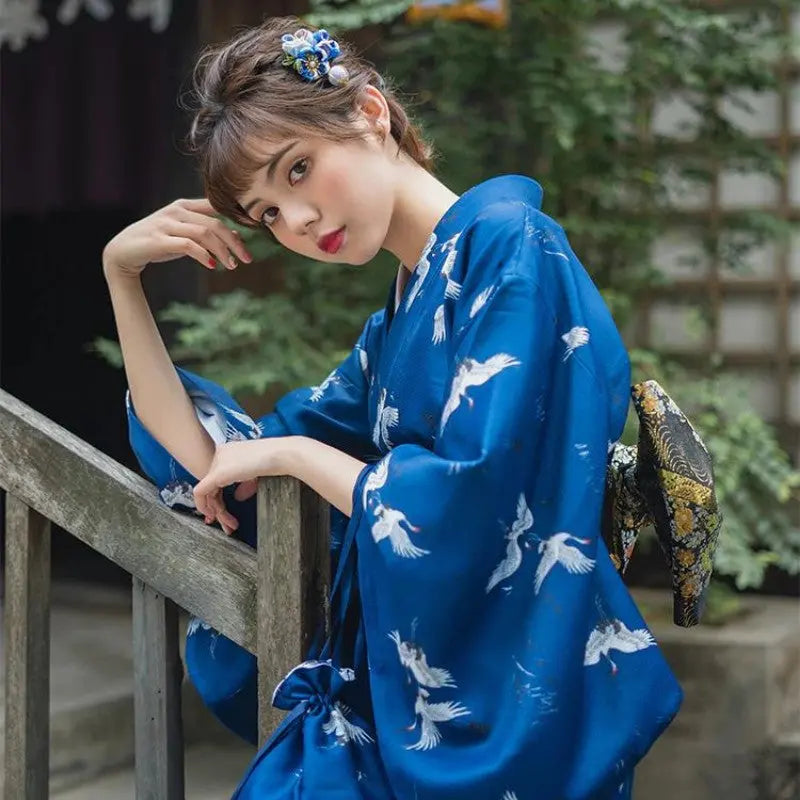 Traditional Blue Crane Kimono | Spirit of Japan 1 / M Traditional Blue Crane Kimono | Spirit of Japan 1 / M
