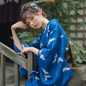 Japanese Blue Kimono for Women 'Ofunato'