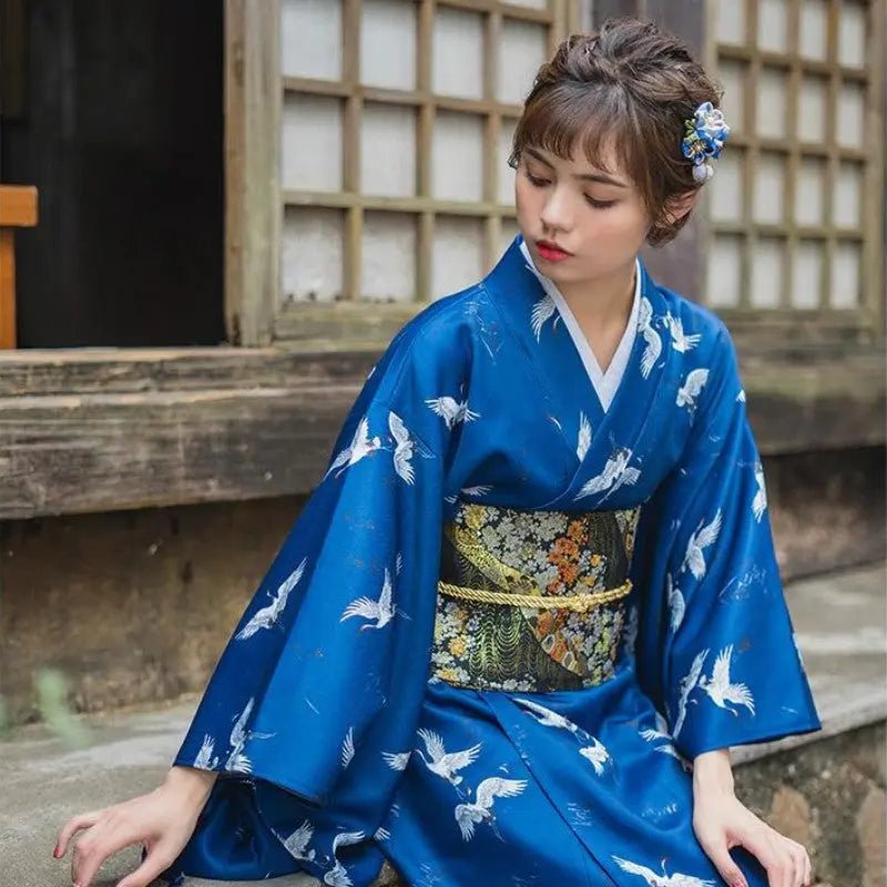 Japanese Blue Kimono for Women 'Ofunato'