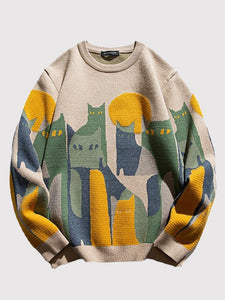 Japanese Cats Design Sweater 'Ryogoku'
