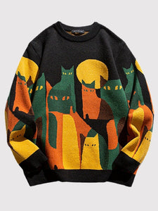 Japanese Cats Design Sweater 'Ryogoku'