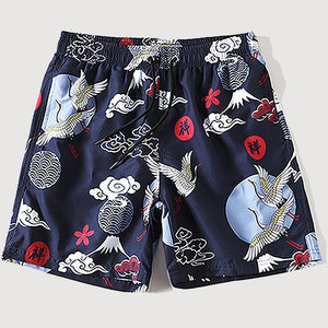 Japanese Crane Design Shorts 'Tancho'