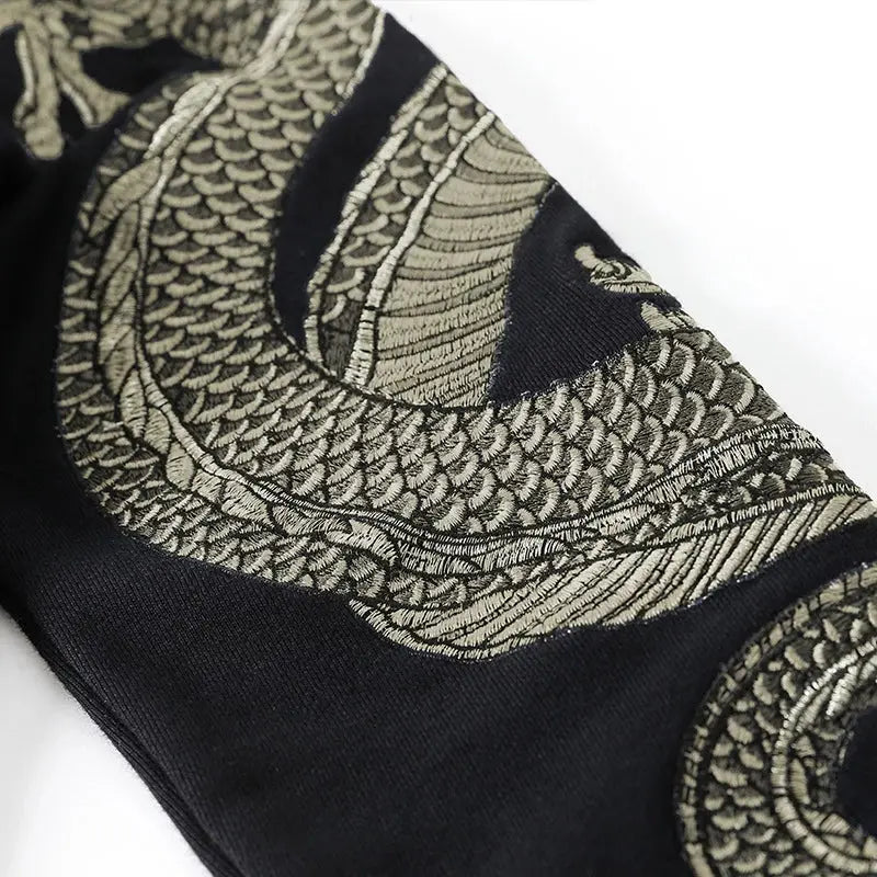 Japanese Embroidered Dragon Hoodie 'Ryu'