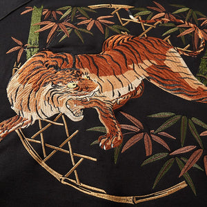 Japanese Embroidered Tiger Hoodie 'Iwate'