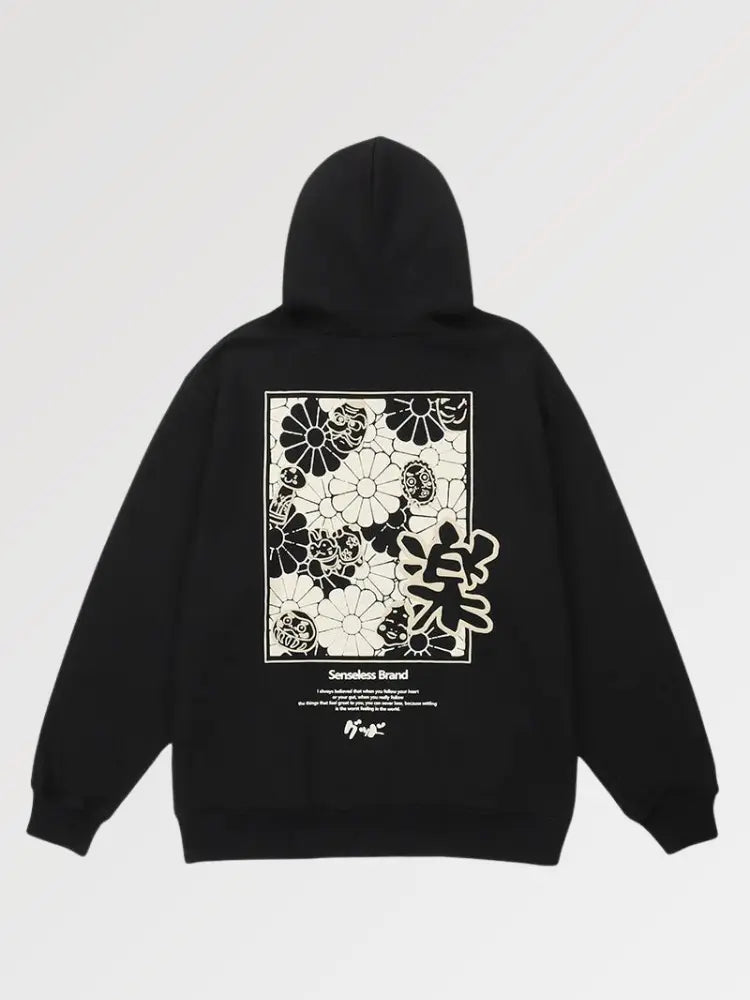 Japanese Hoodie Flower Pattern 'Furawazu'