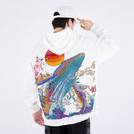 Load image into Gallery viewer, Japanese Hoodie Whale Pattern &#39;Niji&#39;
