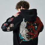 Load image into Gallery viewer, Japanese Hoodie White Tiger Pattern &#39;Kendo&#39;
