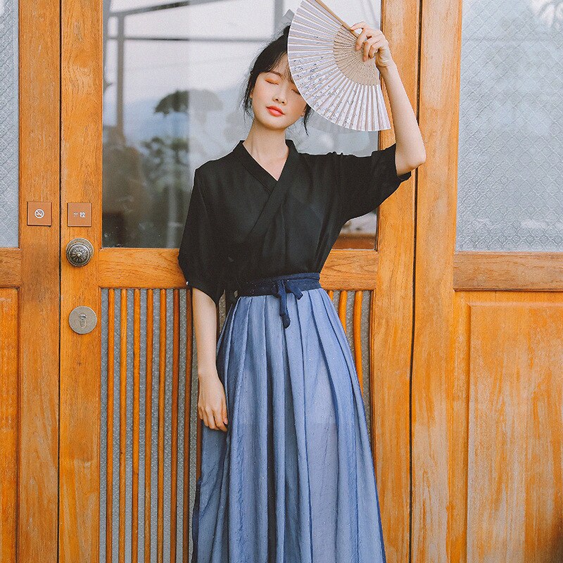 japanese long dress style Elegant Japanese Fashion Design Shirt Dress with Bustier