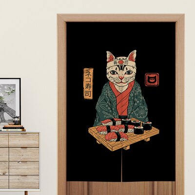 Japanese Noren 'Neko and Sushi'