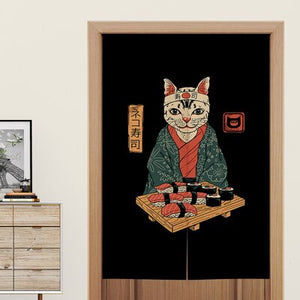 Japanese Noren 'Neko and Sushi'