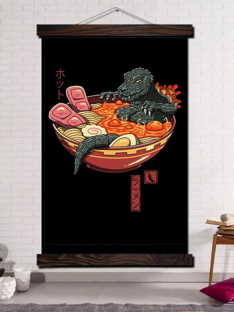 Japanese Painting 'Ramen and Crocodile'