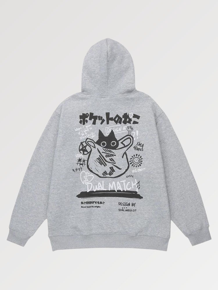 Japanese Pattern Sweatshirt 'Neko Baggu'