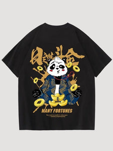 Japanese Shirt with Panda Pattern 'Many Fortunes'