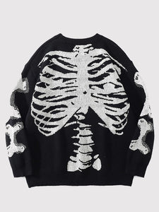 Japanese Skeleton Design Sweater 'Shi'