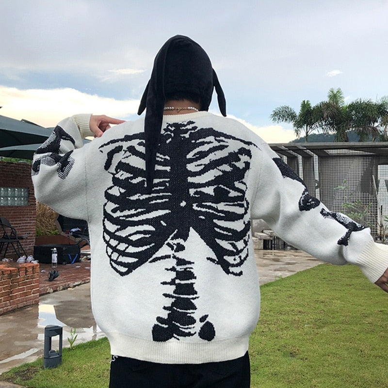 Japanese Skeleton Design Sweater 'Shi'