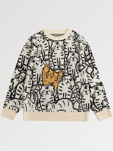 Japanese Streetwear Cat Sweater 'Harajuku'