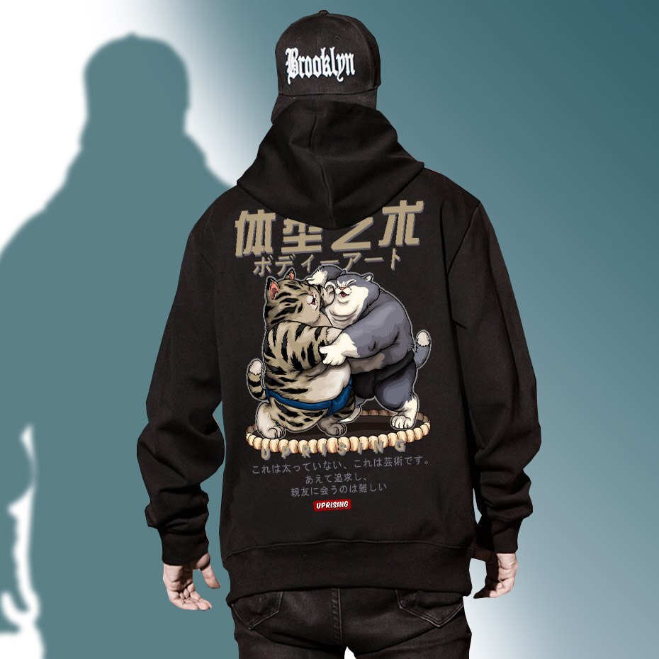 Japanese Sumo Cats Hoodie 'Fukuoka'