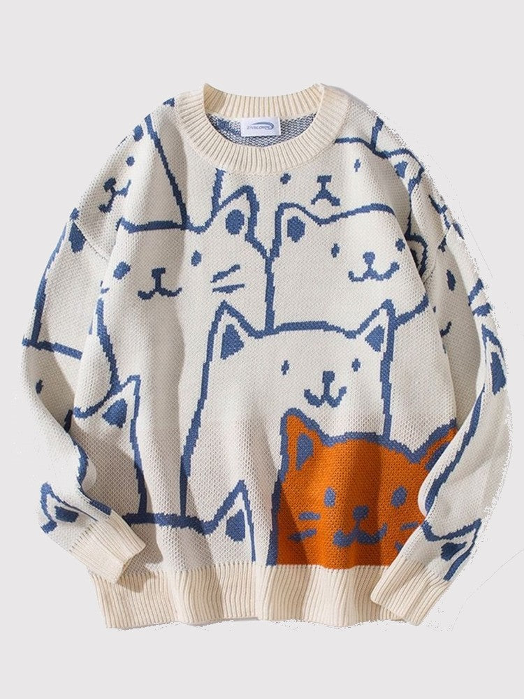 Japanese Sweater Cat Pattern 'Ginza'