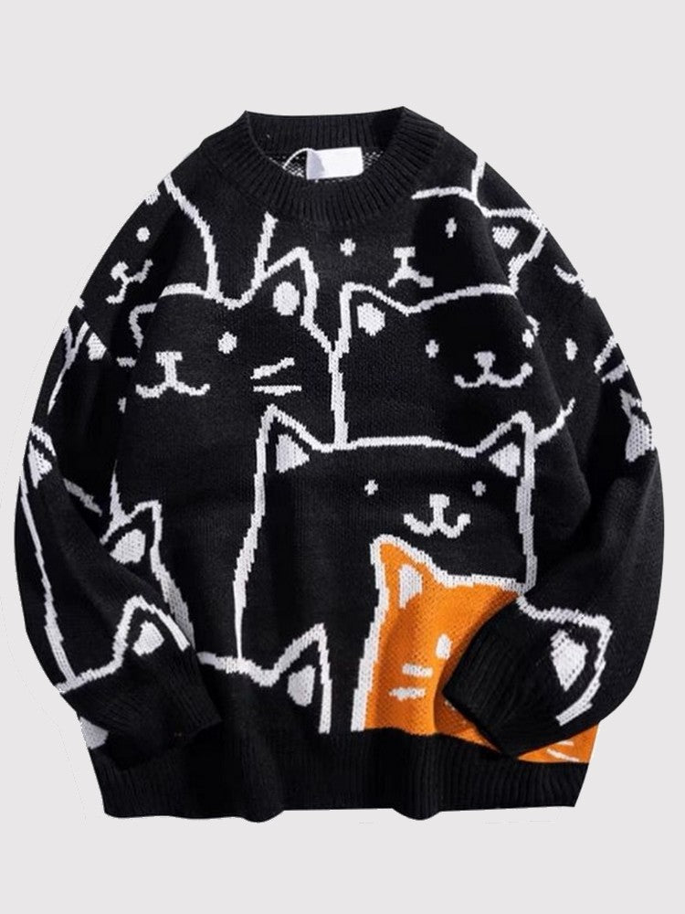 Japanese Sweater Cat Pattern 'Ginza'