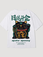 Load image into Gallery viewer, Japanese T-shirt Cat Pattern &#39;Maneki-Neko&#39;
