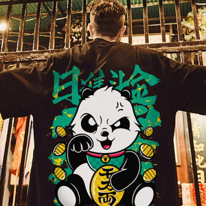 Japanese T-shirt Panda Pattern 'Make Money'