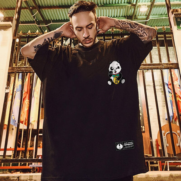 panda dress shirt Cute Bubble Tea Panda Bear Men's Casual Long Sleeve Button Down Pocket Shirt