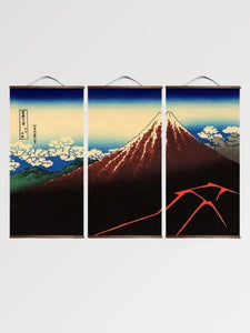 Japanese Triptych Painting 'Mount Fuji'