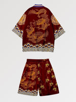 Load image into Gallery viewer, Kimono and Shorts Set 'Doragon x Bamboo'
