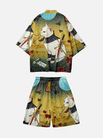 Load image into Gallery viewer, Kimono and Shorts Set 'Samurai Cat'
