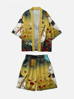 Load image into Gallery viewer, Kimono and Shorts Set 'Samurai Cat'
