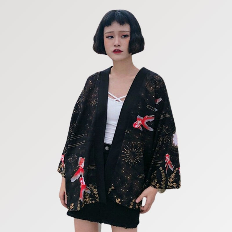Koi Carp Design Kimono Jacket 'Etorofu'