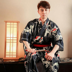 Koi Carp Design Mens Kimono 'Rishiri'