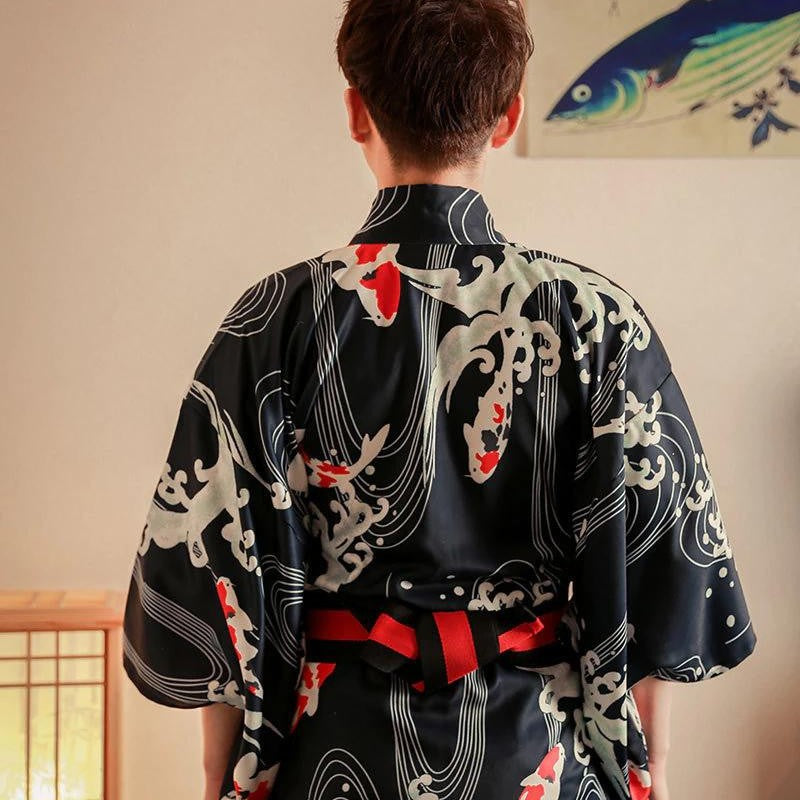 Koi Carp Design Mens Kimono 'Rishiri'