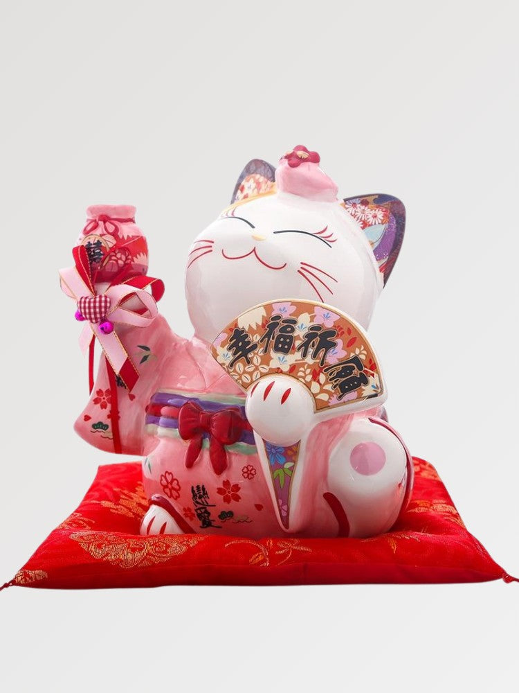 Maneki-Neko Money Box 'Pink Kimono'