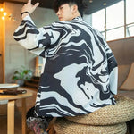 Load image into Gallery viewer, Mens Black and White Kimono Jacket &#39;Hamamatsu&#39;
