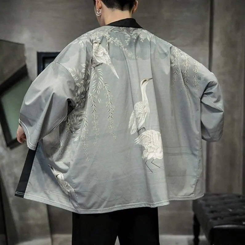 Mens Gray Kimono Jacket 'Minegishi'