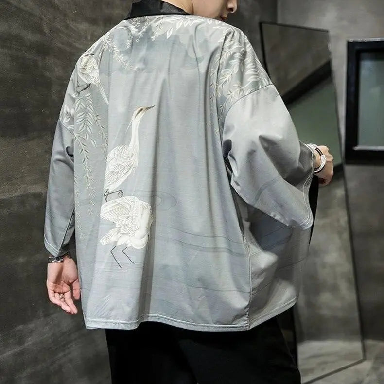 Mens Gray Kimono Jacket 'Minegishi'