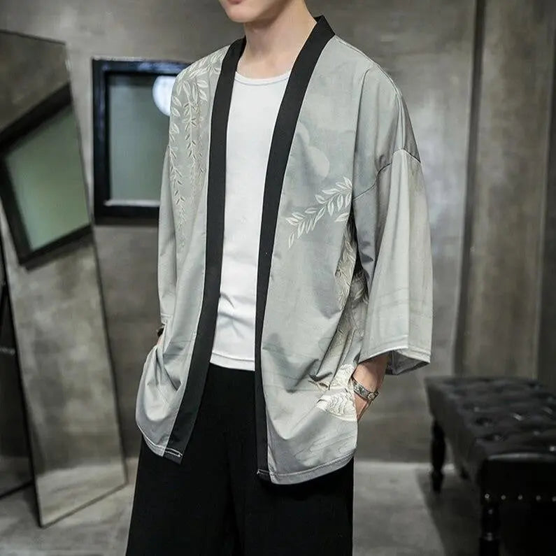 Mens Gray Kimono Jacket 'Minegishi'