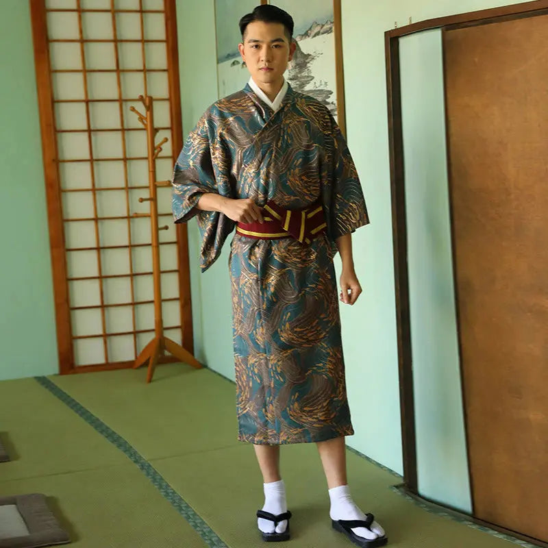 Mens Japanese Silk Kimono 'Haruna' – My Japan Clothes