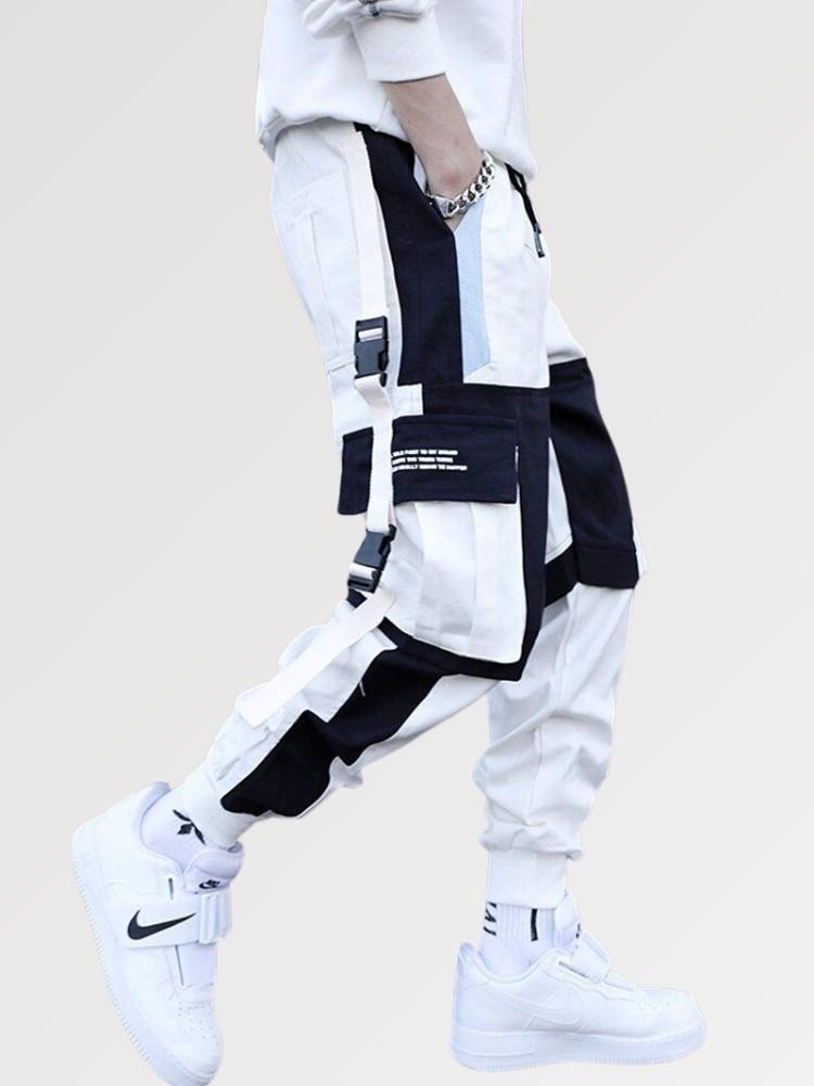 Mens White Japanese Streetwear Pants 'Saku'