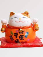 Load image into Gallery viewer, Orange Maneki-Neko Money Box
