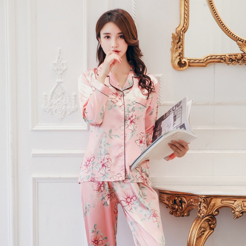 Pink Silk Japanese Pajamas