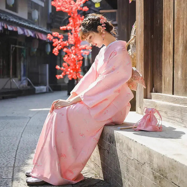 Pink Traditional Kimono for Women 'Tateshina' My Japan Clothes Pink Traditional Kimono for Women 'Tateshina' My Japan Clothes
