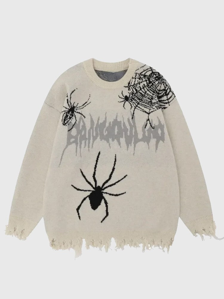 Spider Pattern Streetwear Sweater