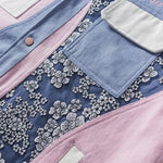 Load image into Gallery viewer, Purple Denim Jacket Floral Patterns &#39;Teppei&#39;
