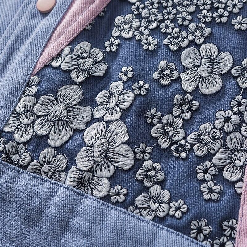 Purple Denim Jacket Floral Patterns 'Teppei'